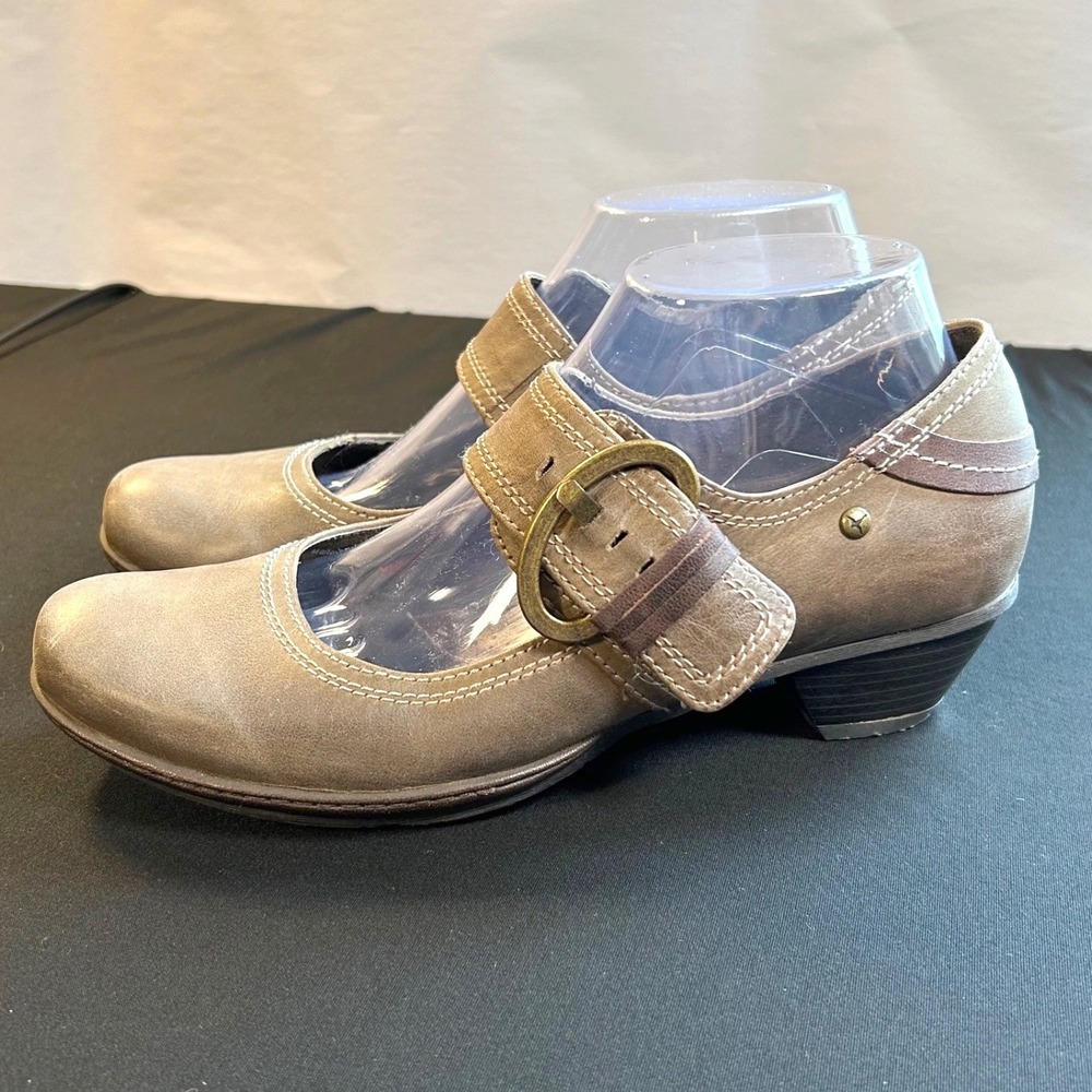 Pikolinos EU 39 US 8.5 brown leather mary janes big buckle Comfort Shoes heels